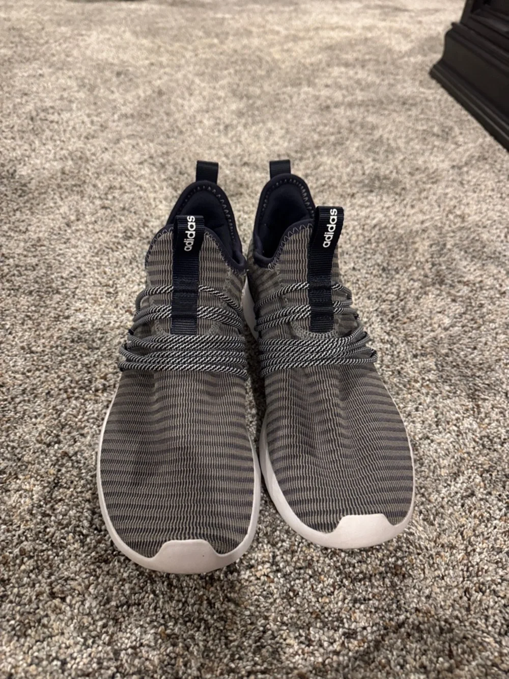adidas Charcoal and White Knit Slip-On Sneakers